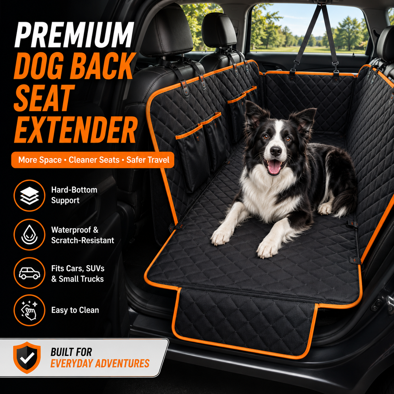 Hard Bottom Dog Back Seat Extender for Cars & SUVs – Velour GuardSeat™