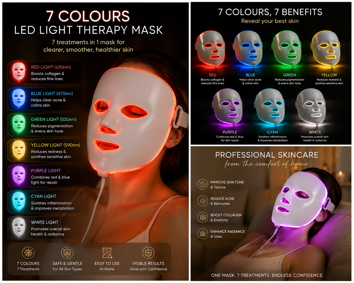 LED-Gesichtsmaske – 7 Farben