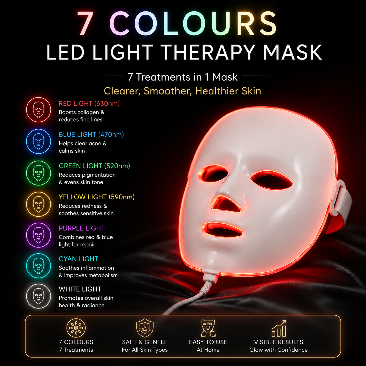 LED-Gesichtsmaske – 7 Farben
