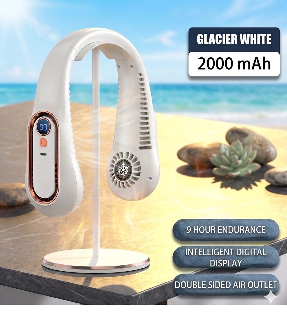 Bladeless Hands-Free Cooling Fan | Rechargeable & Quiet