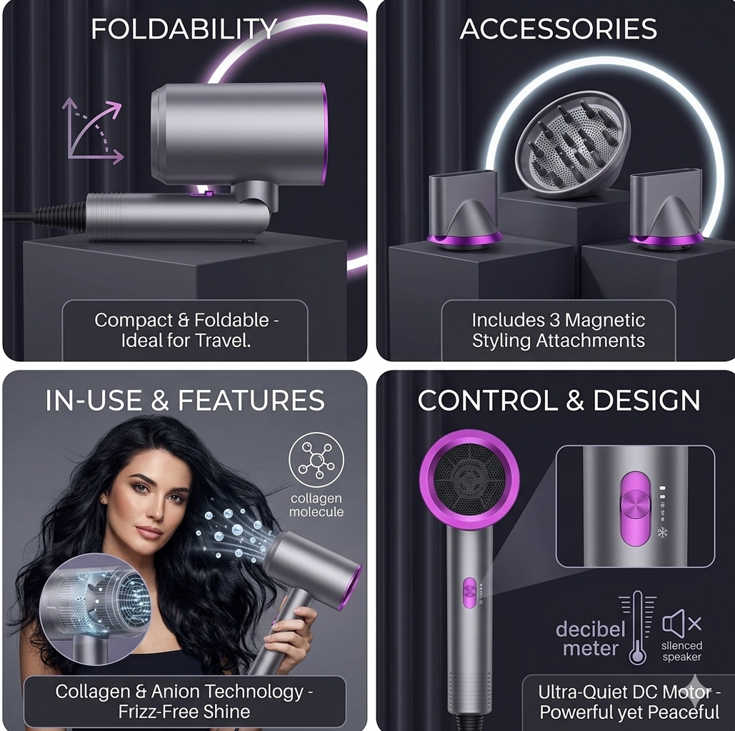 Ionen-Haartrockner – Schnelle Trocknung & Anti-Frizz