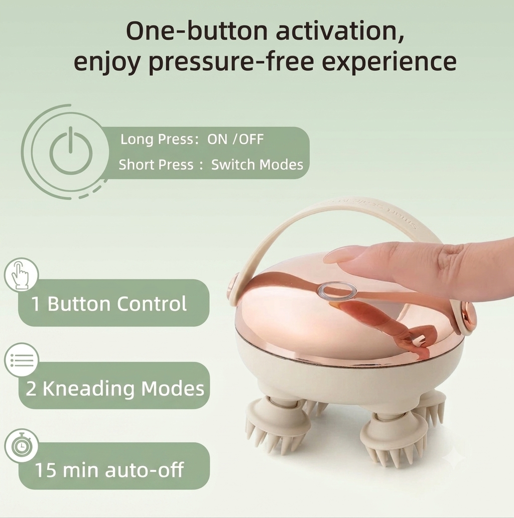 Electric Scalp Massager — Waterproof Rechargeable Head Massager for Stress Relief & Relaxation