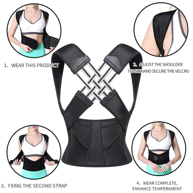 Velour PostureFlex™ Adjustable Posture Support Brace — Breathable Back Support for Men & Women