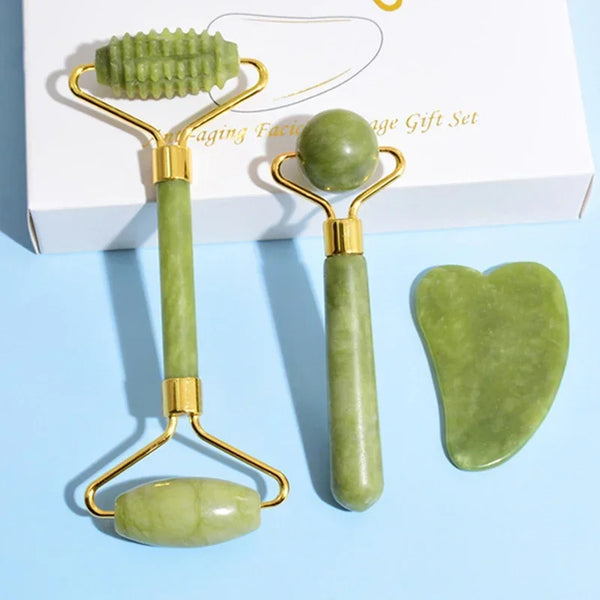 Jade Roller & Gua Sha Set – Gesichtslifting-Massagegerät