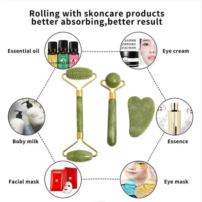 Jade Roller & Gua Sha Set – Gesichtslifting-Massagegerät