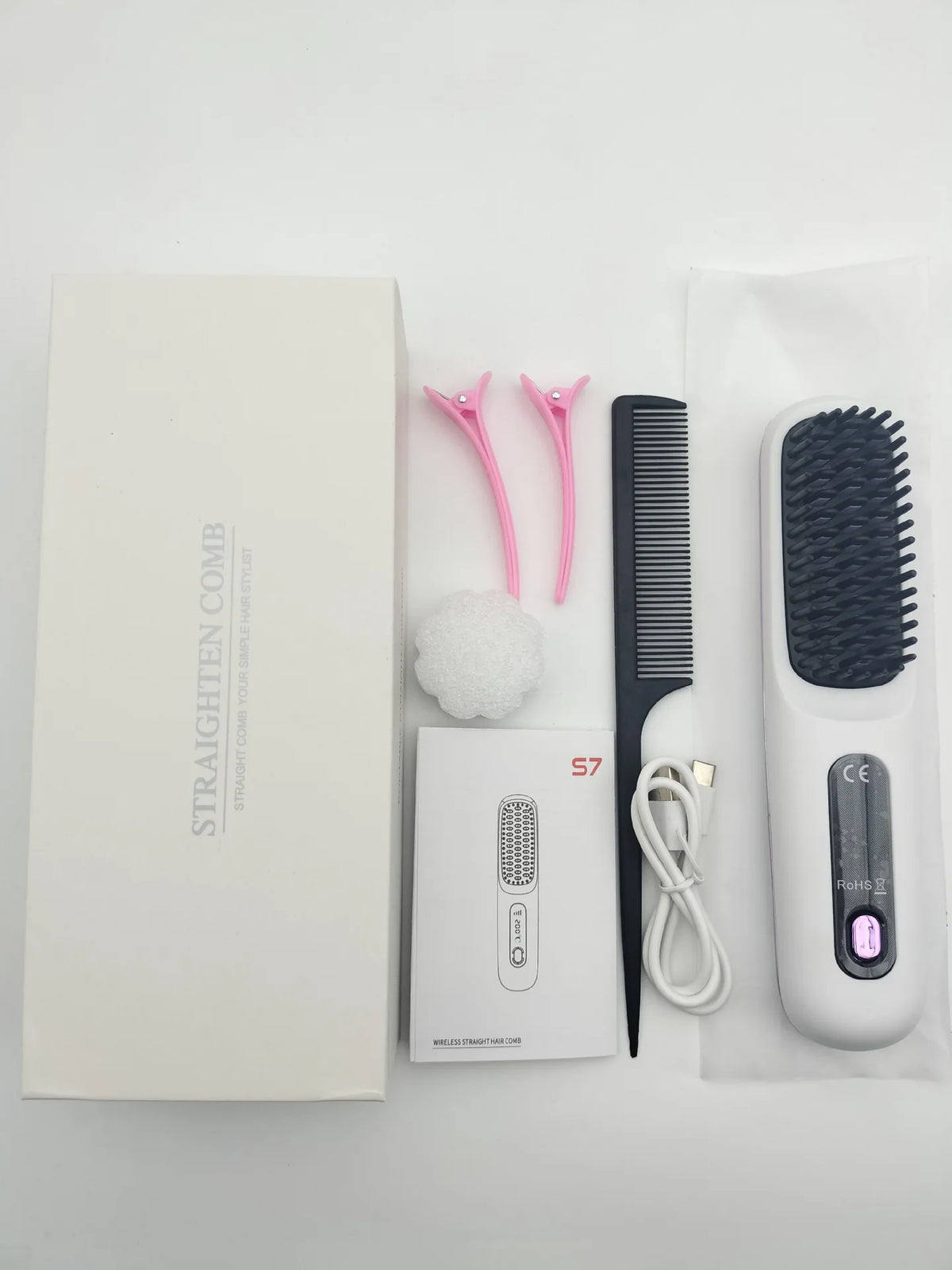 Kabellose tragbare Haarglätterbürste – USB wiederaufladbarer Anti-Frizz Kamm mit LED-Anzeige & Keramik-Ionenbeschichtung